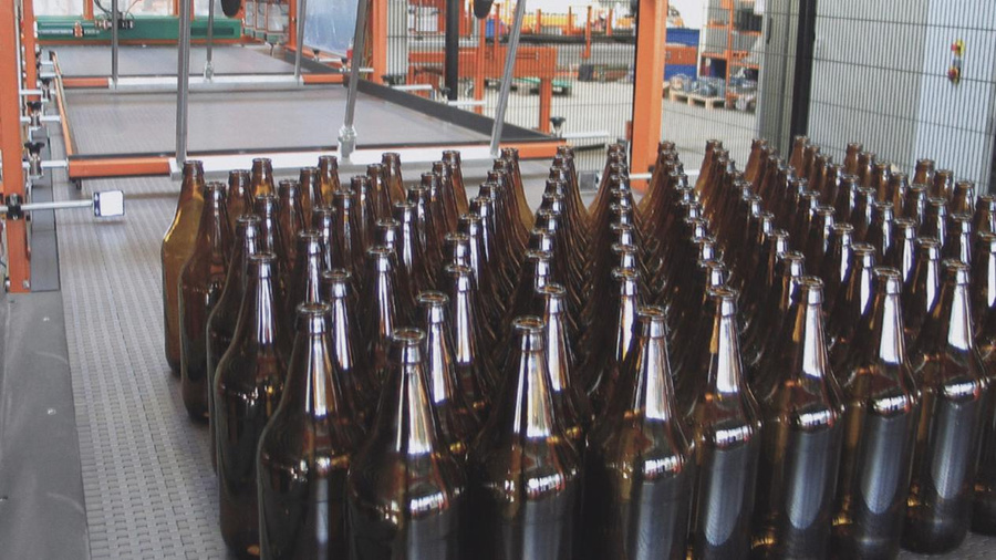Additional modules for MSK bottle conveyor systems Overflow table - storage table for glass and bottle layers