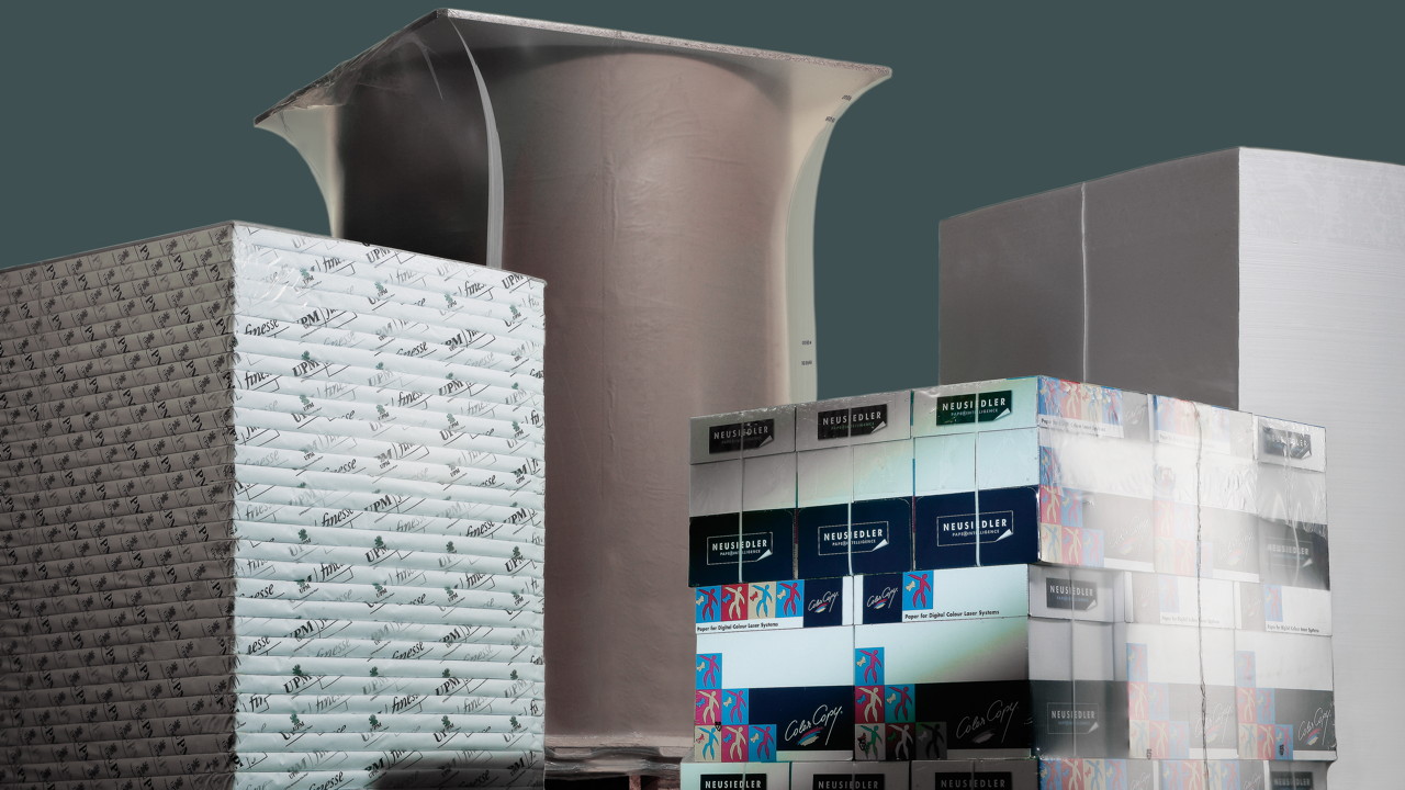 Shrink wrap packaging solutions for different product areas.